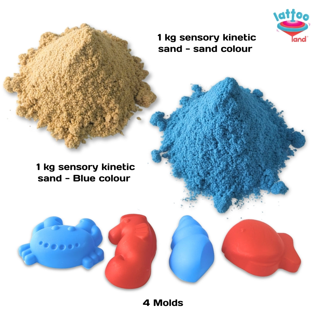 Kinetic sand set with 5 moulds for creative kids play