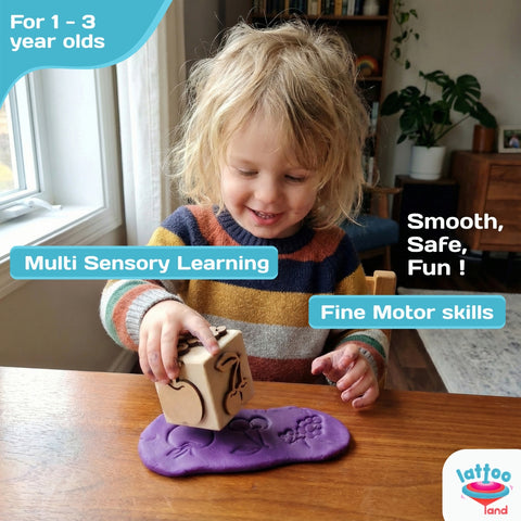 Learning wooden fruits stamps for toddlers and preschoolers