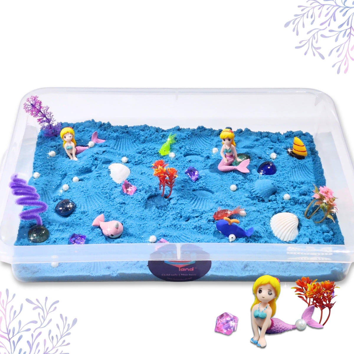 Mermaid kinetic sand for kids ocean theme sensory play