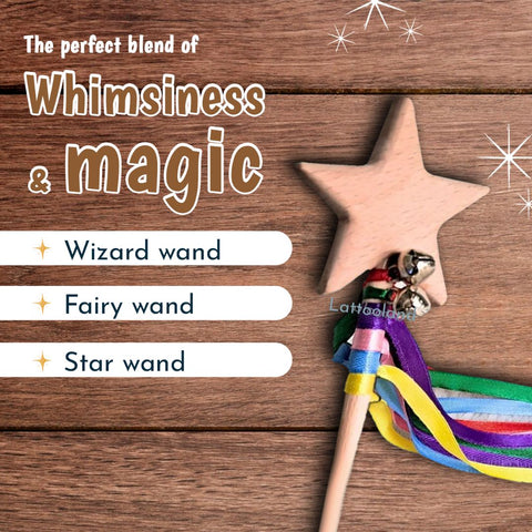 Montessori-inspired magical wooden wand encouraging creativity and open-ended play for kids