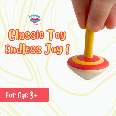 Best Wooden Spinning Tops Toy | Safe & Learning Lattu Set of 3 Motor Skill Toys | Return Gift for Toddlers
