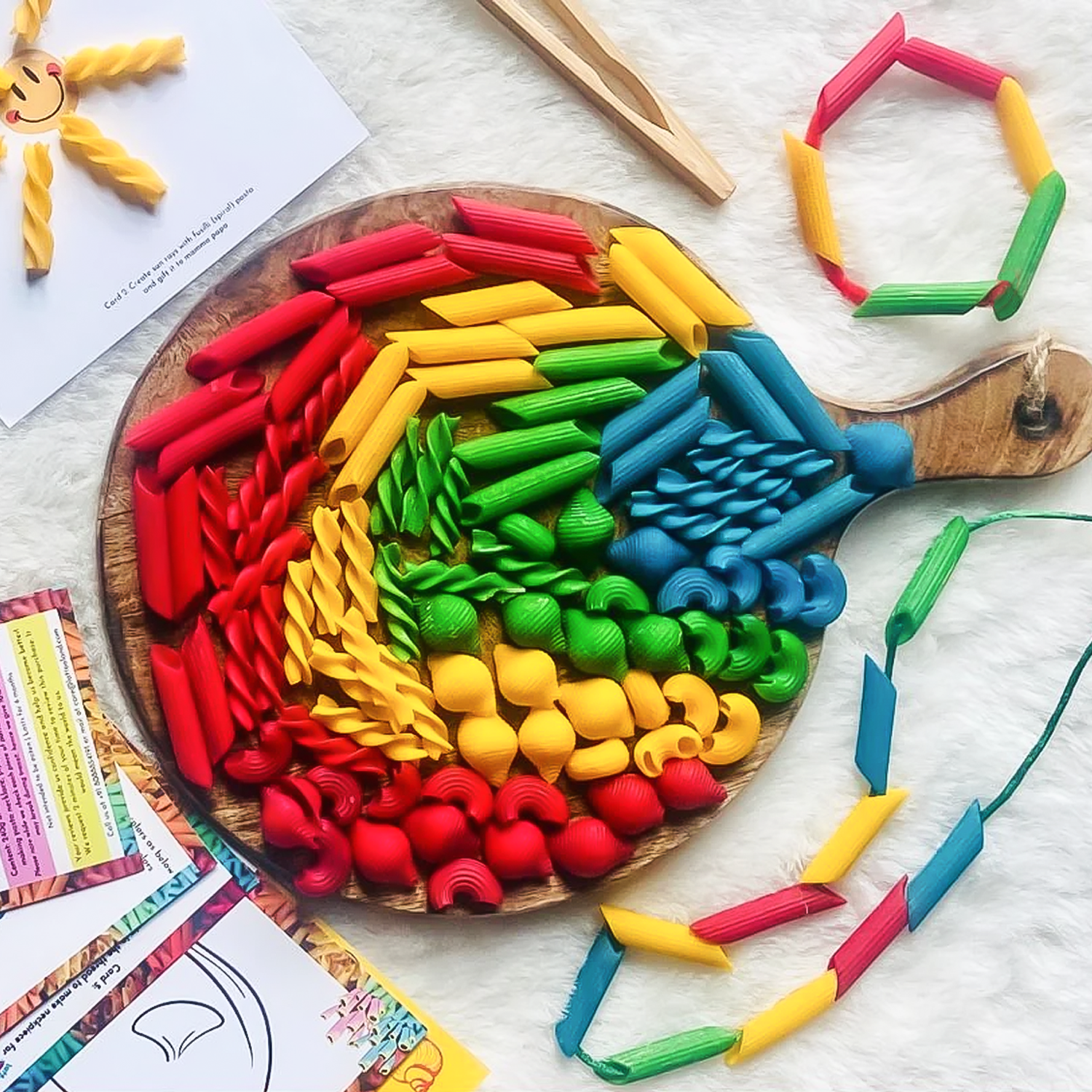 Non-toxic colored sensory pasta set for DIY sensory bins, pretend play, and Montessori activities