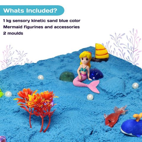 Ocean theme sensory play kit with kinetic sand and mermaid toys
