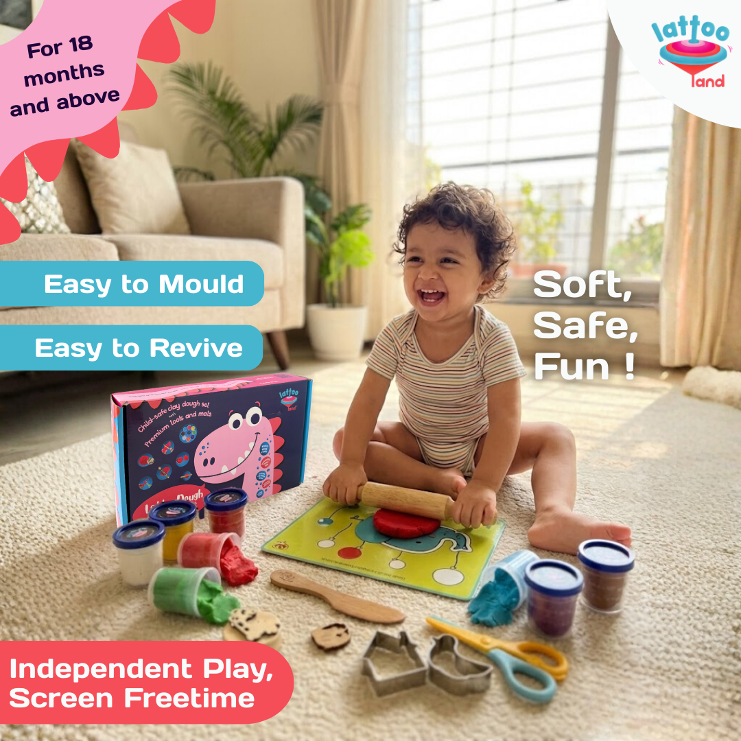 Natural play dough play set designed for kids, featuring safe, non-toxic materials and wooden tools for endless fun. Play clay made of food grade ingredients, ecofriendly, lab certified, toxins free & its benefits . Power Dough set with colorful tools to inspire creative art and play