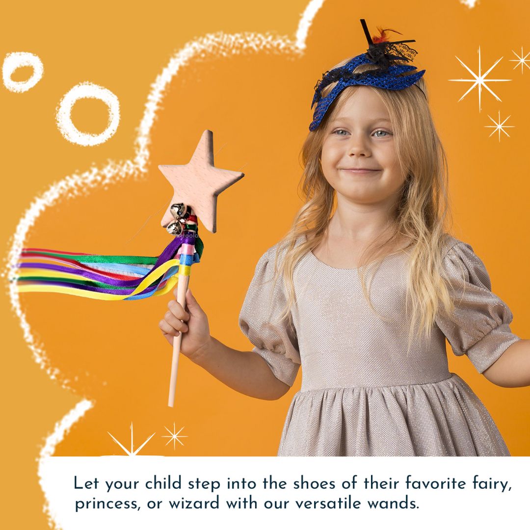 Wooden princess and wizard wand toy ideal for birthday return gifts and dress-up play
