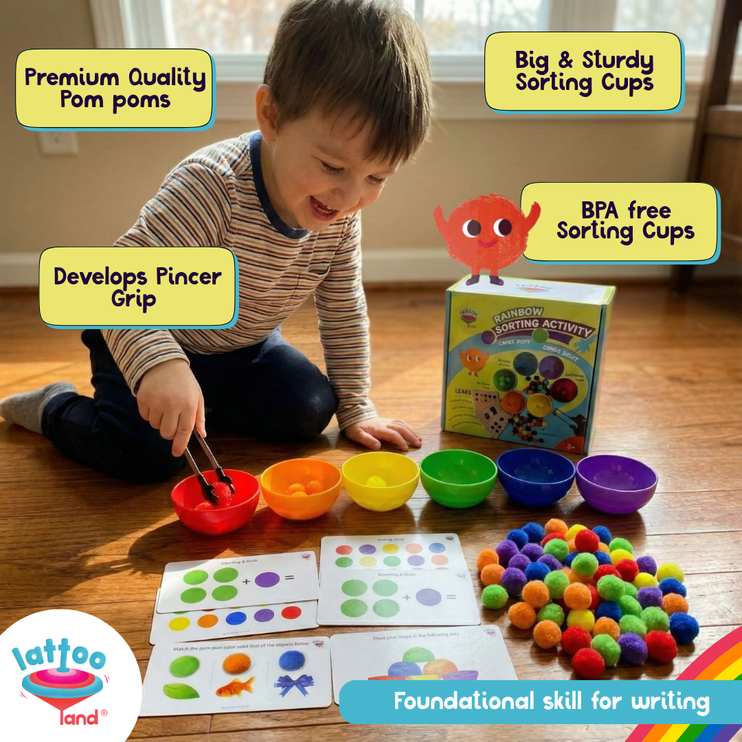 Benefits of rainbow sorting activity for kids including color recognition and fine motor skills