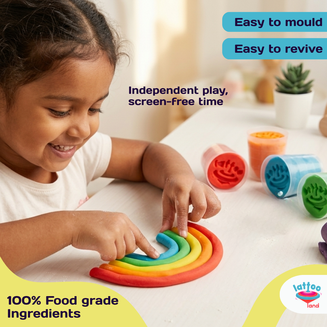 Art and craft playdoh safe clay for kids in 6 colors .Soft, safe play dough for toddlers, made with non-toxic materials for creative and sensory play.