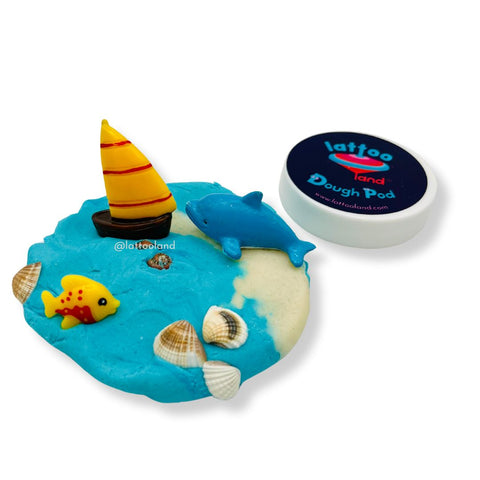 Sea Dolphin Dough Pods play jar with ocean‑themed dough and dolphin accessories for creative sensory kids’ play and birthday return gifts