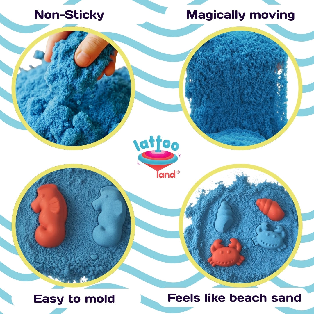 Sensory blue kinetic sand for toddlers, soft moldable non-toxic play sand for fine motor and sensory activities