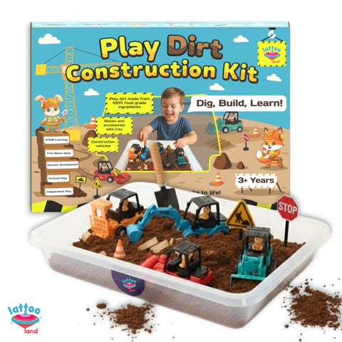 Sensory Play Dirt Construction Set for Kids with tools and construction toys
