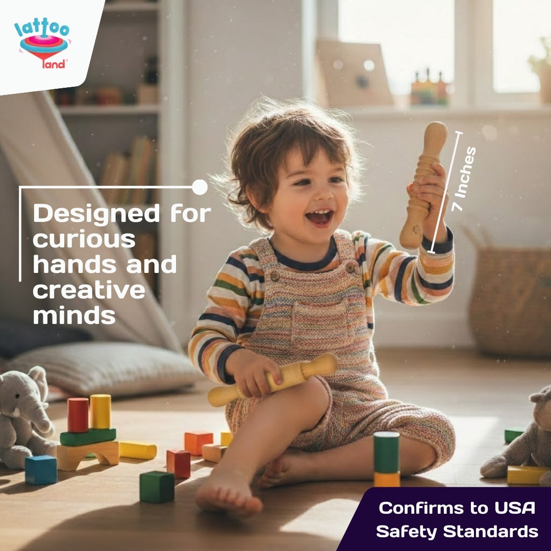 Sensory play wooden rolling pin for kids clay modeling activities