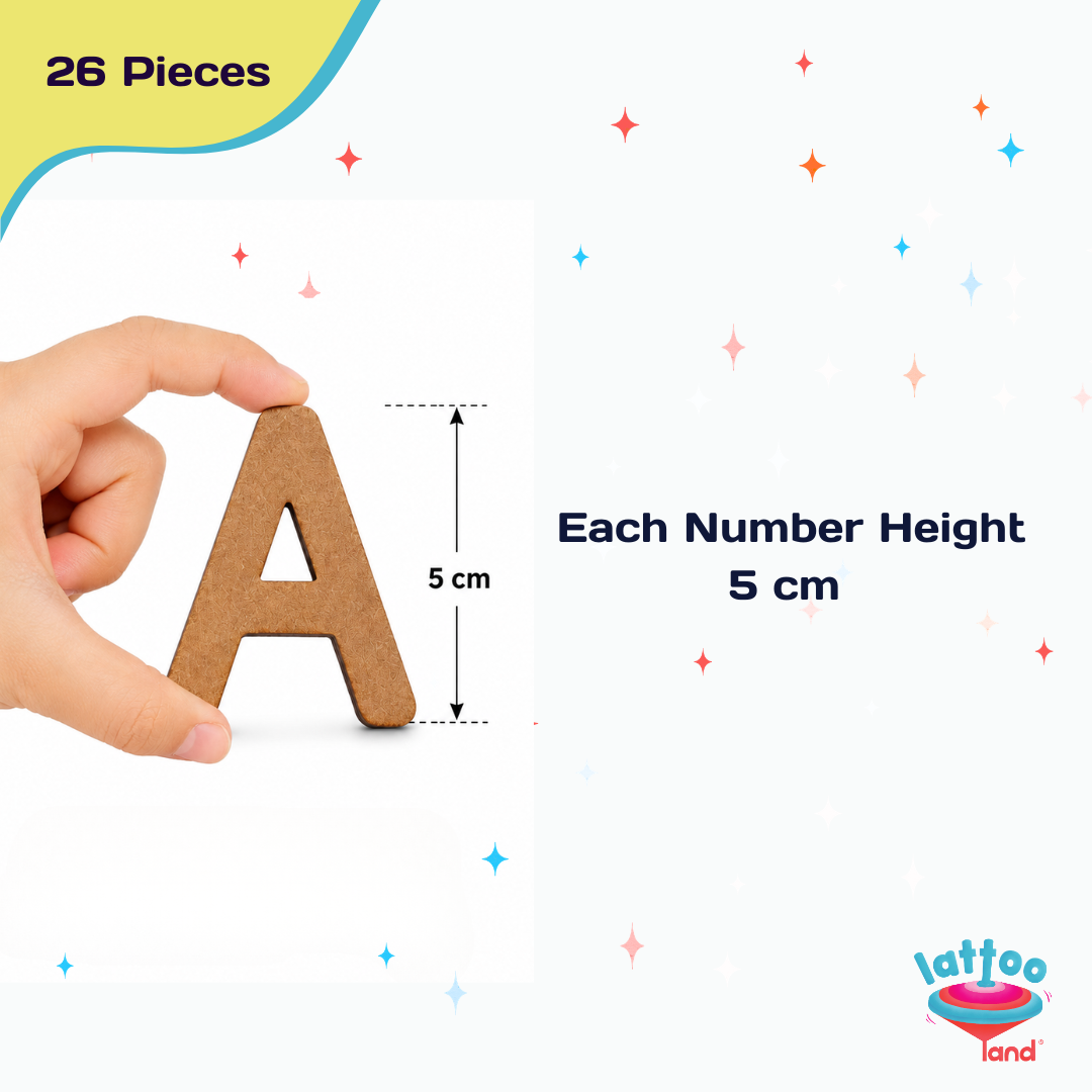 5 x 5 cm wooden ABC learning toy with capital alphabet letters for toddlers and preschoolers, ideal for Montessori letter recognition and early literacy activities.