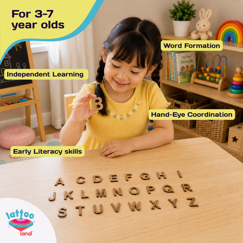 Wooden alphabet abc learning toy for kids to practice letter recognition