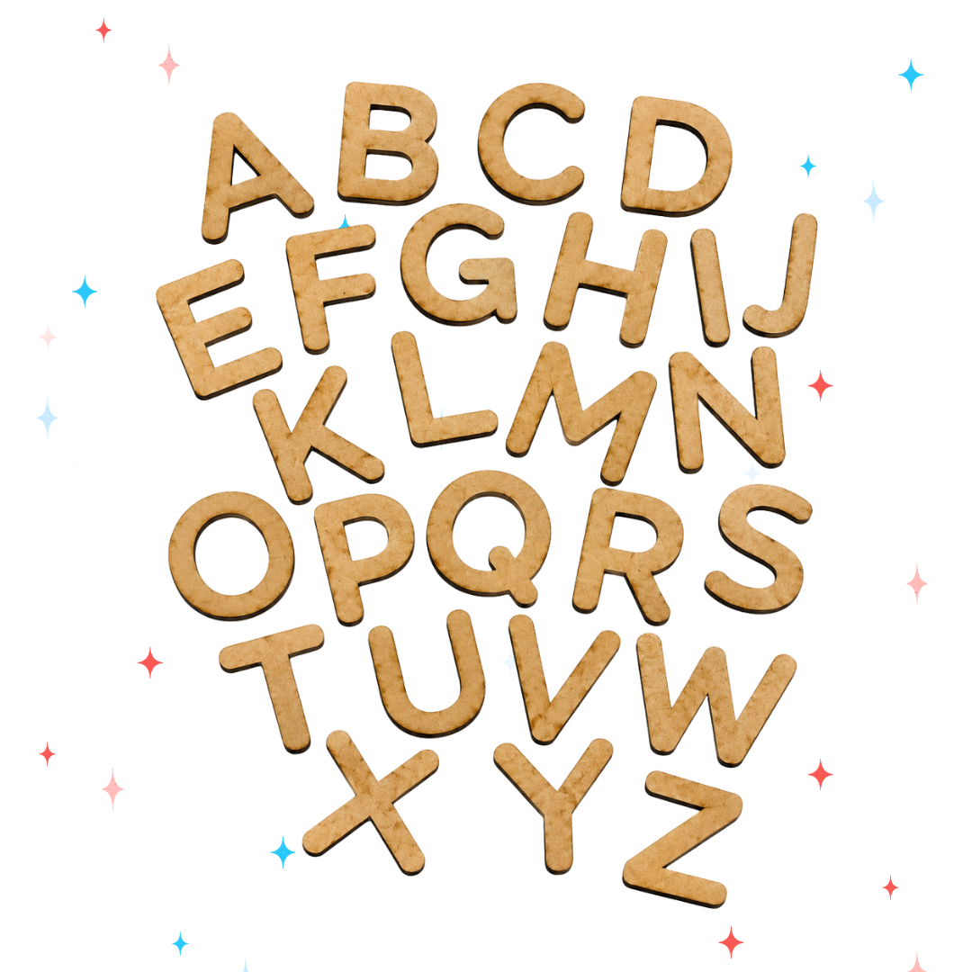 Wooden capital alphabet letters set for kids to learn uppercase letters