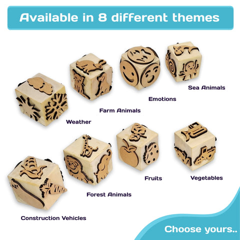 Natural wooden dice for kids, perfect for educational games and learning activities.