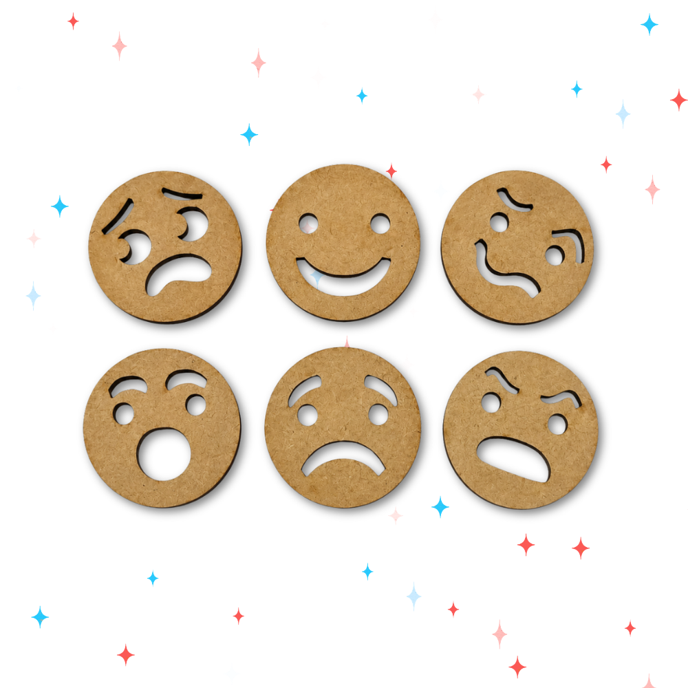 Wooden Emotions Cutouts Set of 6 Montessori feelings learning toy for toddlers and preschoolers