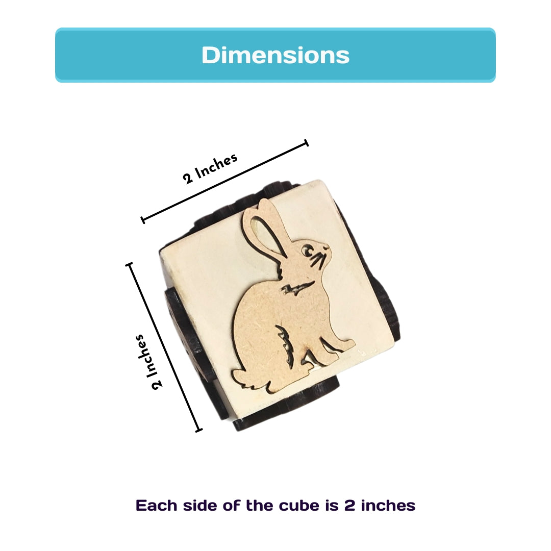 Wooden farm animals stamp dice educational toy for kids for stamping on play dough, paper, clay.