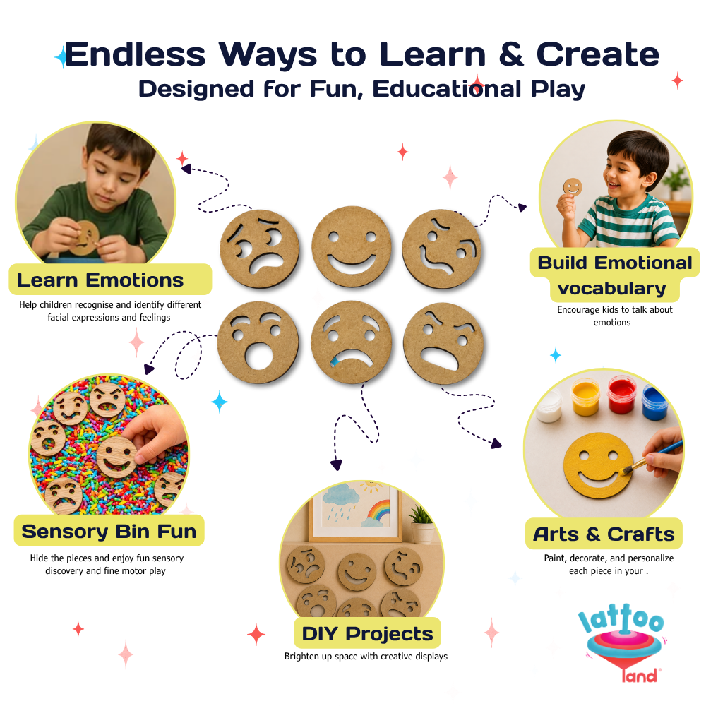 Wooden feelings toy for kids to learn emotions and facial expressions