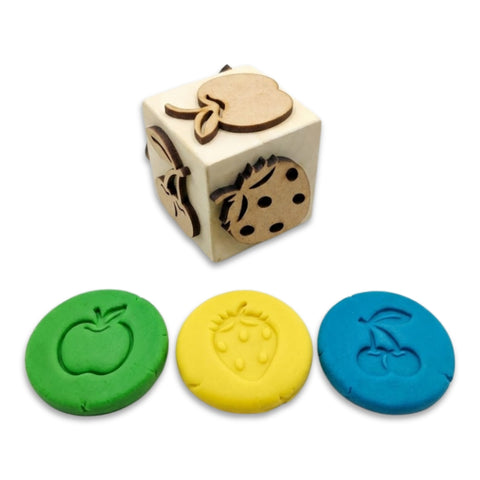 Wooden fruits stamp dice educational toy for toddlers and preschoolers
