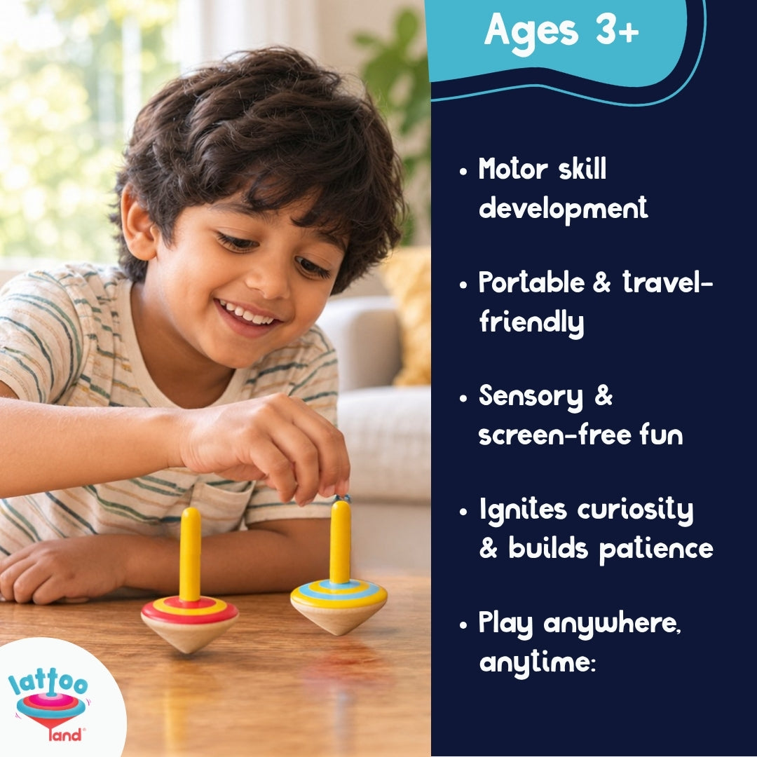 Colorful wooden lattoos for sensory play and hand-eye coordination practice