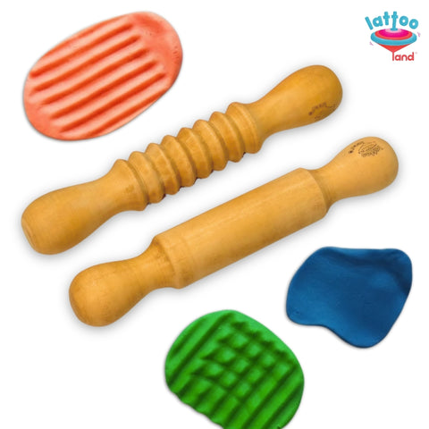 Wooden play dough rolling pin for kids creative clay and dough activities