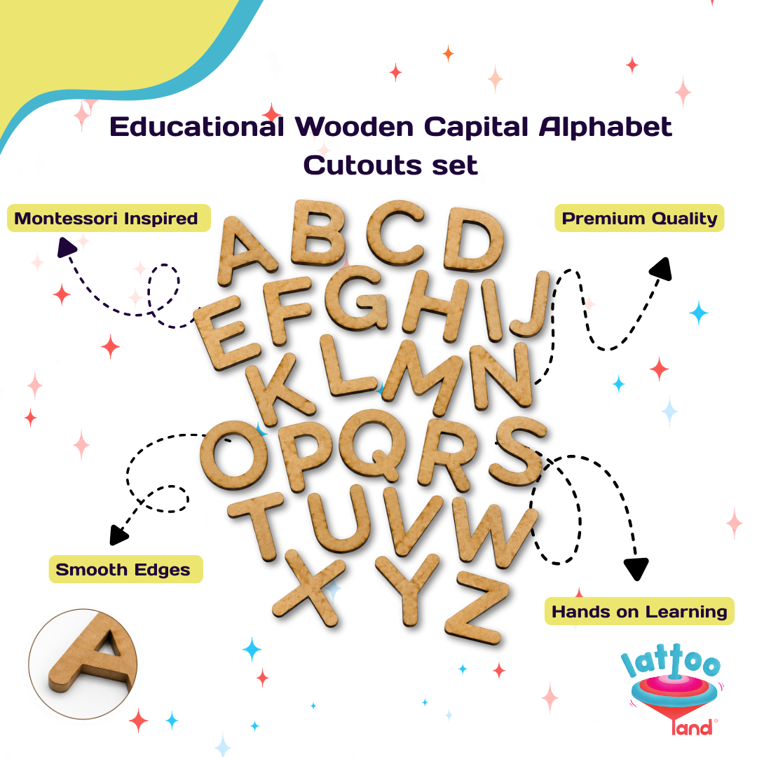 Wooden uppercase letters for kids learning the English alphabet