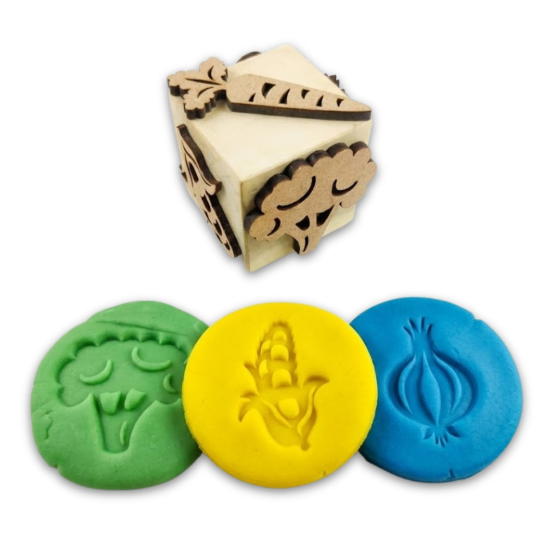 Wooden Vegetables Stamp Dice educational toy for kids