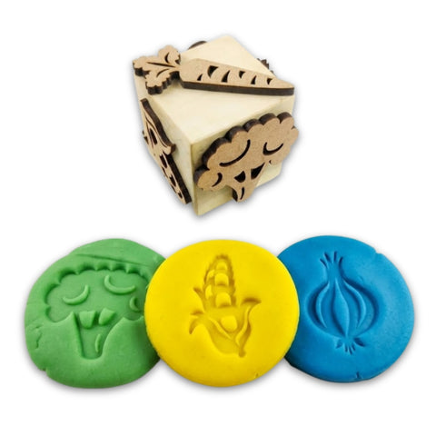 Wooden Vegetables Stamp Dice educational toy for kids