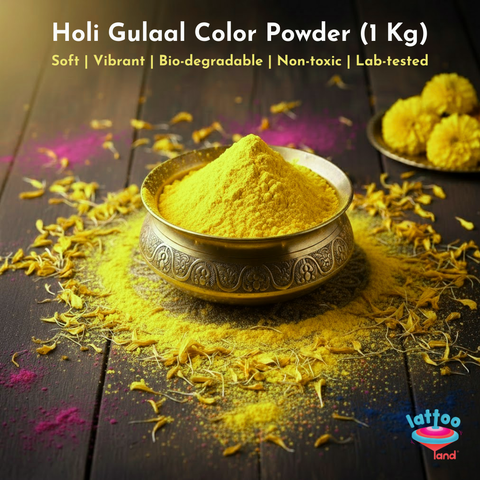  Bright yellow Holi color powder for festive celebrations and events