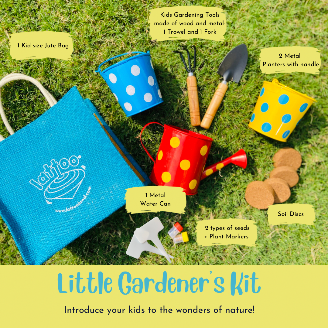 Little Gardener's Kit | Child-sized planters, watering can, tools, seeds, soil
