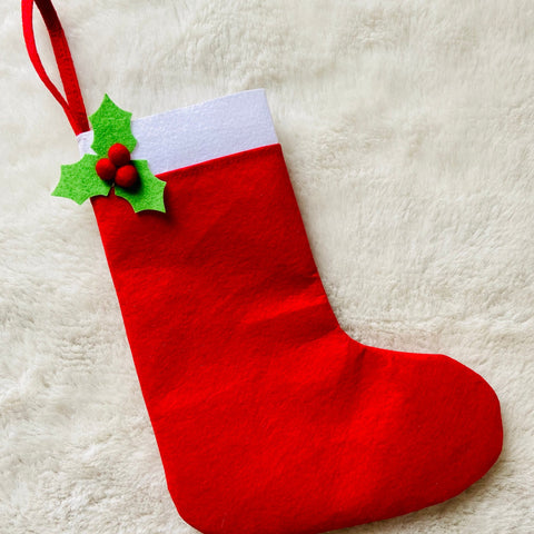 Close-up view of the large Christmas stocking for kids, showcasing high-quality material and festive details.