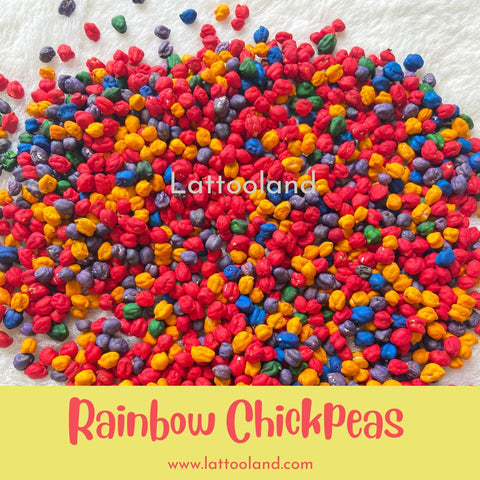 colored chickpeas for sensory play