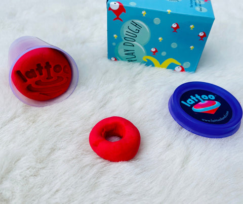 Vibrant red playdough, non-toxic and safe for kids, perfect for creative and sensory activities.