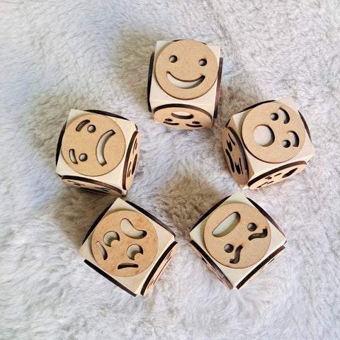Wooden Stamp Dice | Educational Tool for Kids | Stamp on play dough, paper, cloth