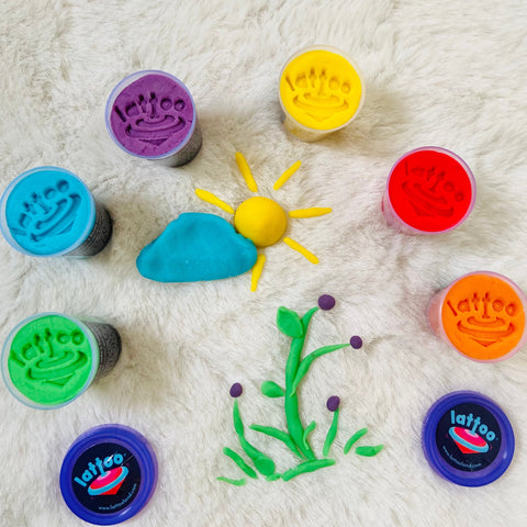 A creative play dough pack, featuring non-toxic, multicolor dough perfect for DIY activities and crafts