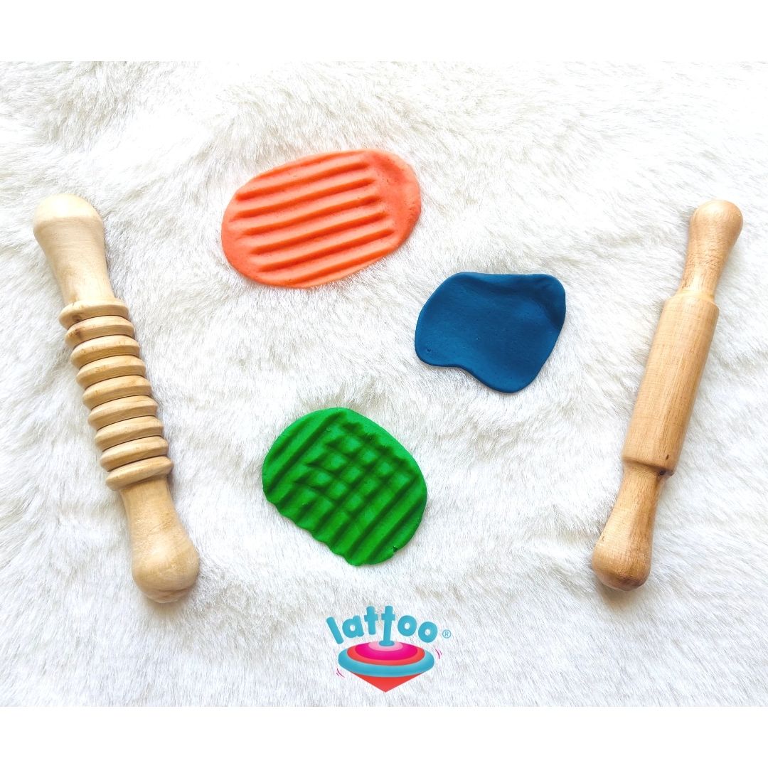 Set of Rolling Pins -2, wooden kitchen tool for children.Best Set of 2 Play Dough Rollers for Kids, featuring colorful rolling pins designed for fun and creative dough play, helping children enhance their fine motor skills and imagination.