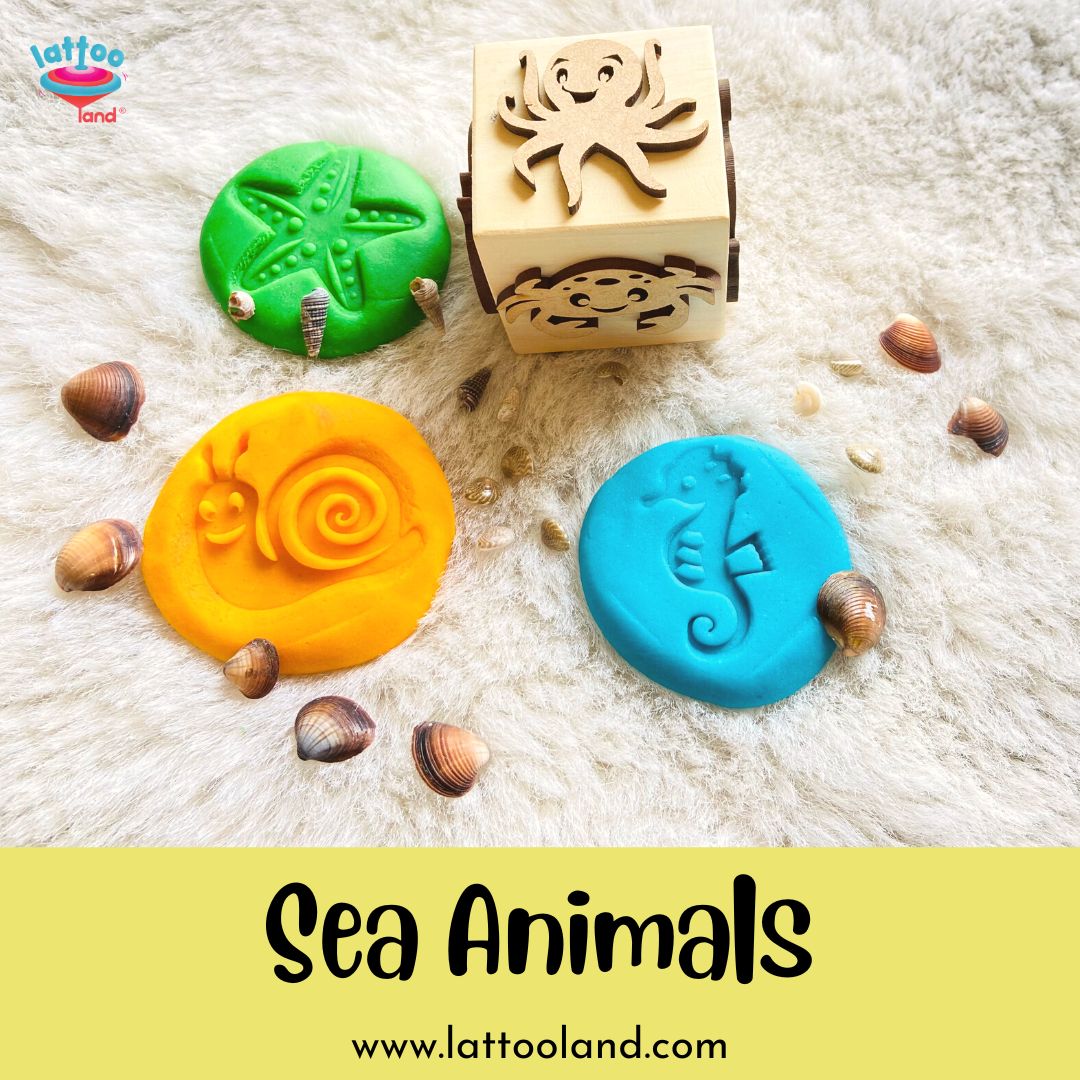 Montessori-friendly wooden sea animal stamp toy for early learning